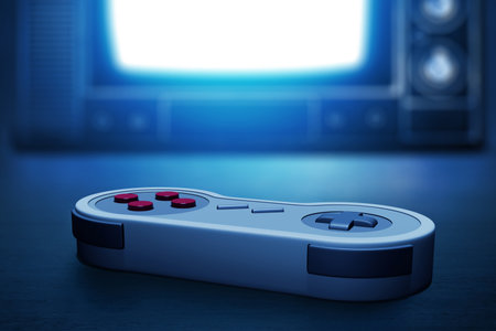 Retro game controller on 3d illustration