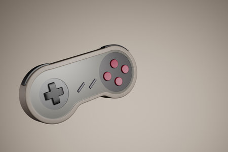 Retro game controller on 3d illustrationの写真素材