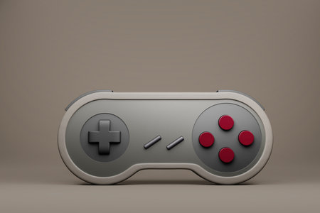 Retro game controller on 3d illustration