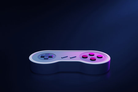 Retro game controller on 3d illustration