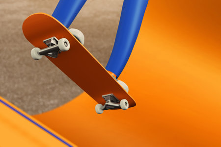 Young skateboarder jumping 3d illustrationの写真素材