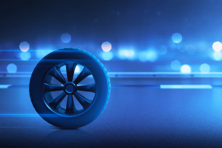 Car tires on the street 3d illustration