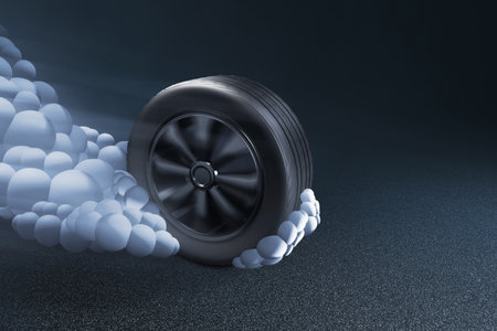 Car tires on the street 3d illustration