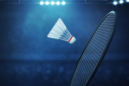 Badminton match on 3d illustrationの写真素材