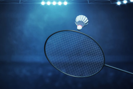 Badminton match on 3d illustrationの写真素材