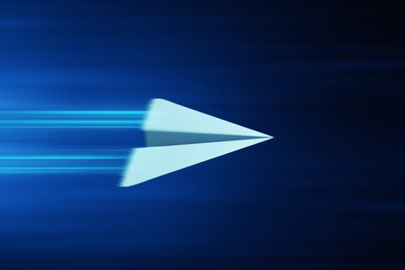 Paper plane on 3d illustrationの写真素材