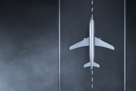 Top view airplane on 3d illustration