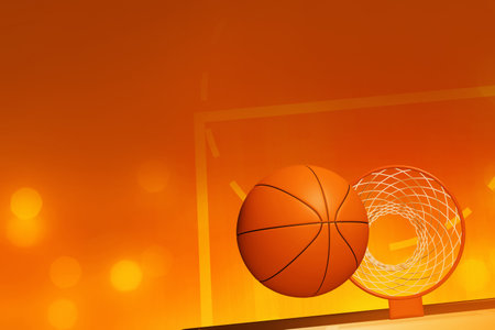 Top view basketball hoop on 3d illustrationの写真素材