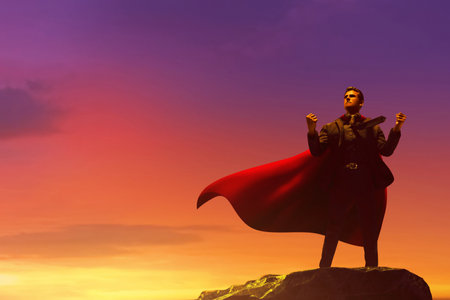 Business man standing on top 3d illustration