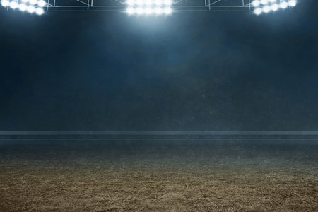 Empty race track at night, sport backgroundの写真素材