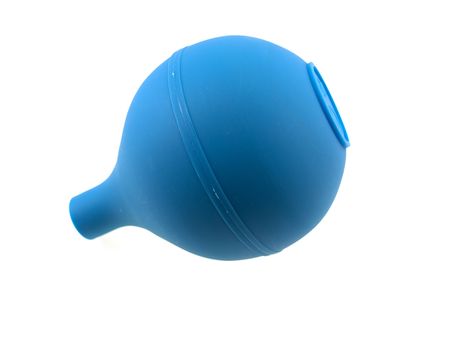 One dark blue rubber enema isolated on a white backgroundの写真素材