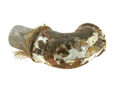Very old steel pipe isolated on a white backgroundの写真素材