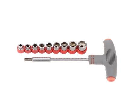 a set of tools for car repair on a white background of nine hex head screwdriver