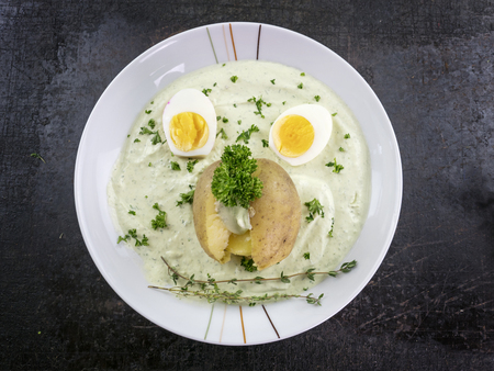 Green sauce kids dishの写真素材