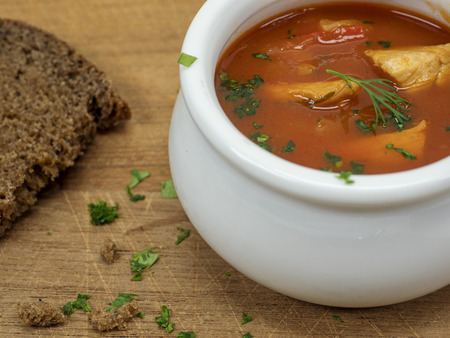 Borscht in Suppentasseの写真素材