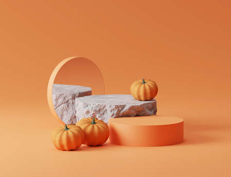 3D podium display, Christmas tree background for product. Nature Christmas beige backdrop with wood stand. Pedestal wooden realistic showcase. Brown, studio abstract, winter 3D render.の写真素材