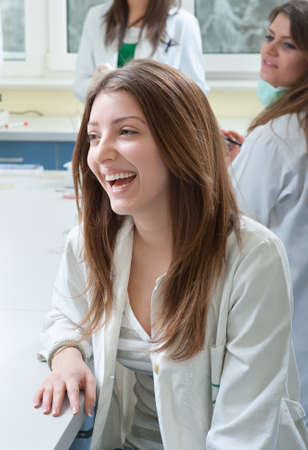portrait of smiling young students of medicineの写真素材