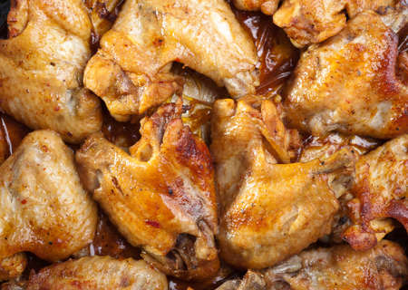 freshly roasted chicken wingsの写真素材