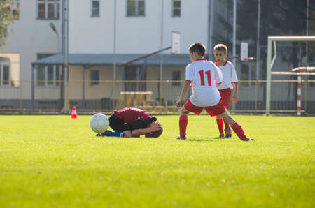 foul in football matchの写真素材