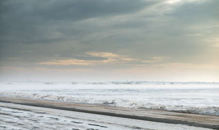 blizzard on the plains at sunsetの写真素材