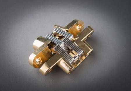 bronze hinge isolation on a grey 
