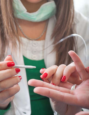 medical students practice taking blood