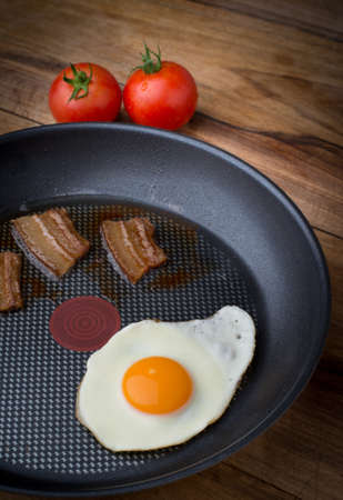 fried eggs and baconの写真素材