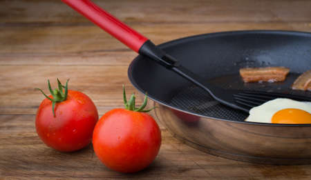 fried eggs and baconの写真素材