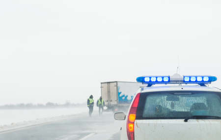 car accident in a blizzardのeditorial素材