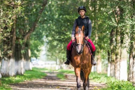Girls on a horse ride.の写真素材