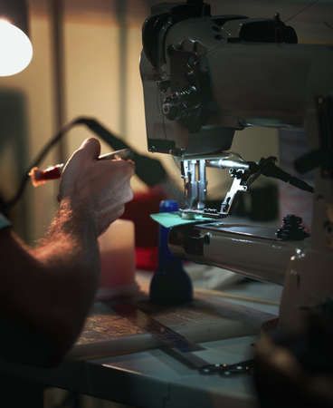 Sewing on the sewing machine - Working close up