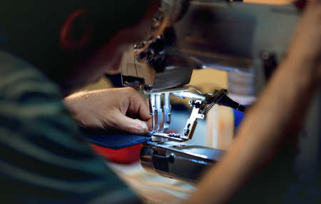Sewing on the sewing machine - Working close up