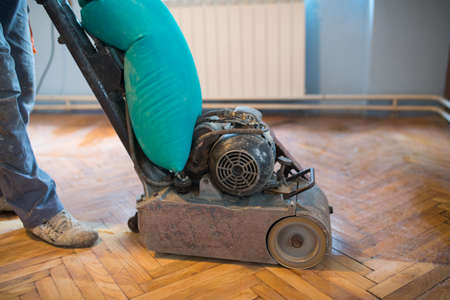Home renovation, parquet sanding, polishinの写真素材