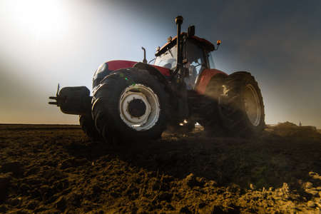 Tractor preparing land for sowingの写真素材