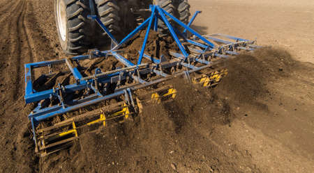Tractor preparing land for sowingの写真素材