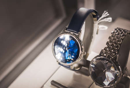 Expensive watches in a luxury storeの写真素材