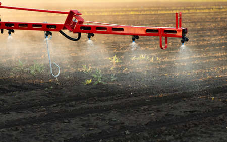 Nozzle of the tractor sprinklers sprayed.