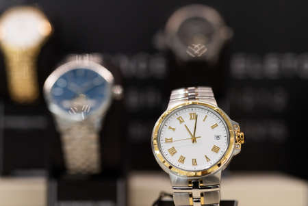 Expensive watches in a luxury storeの写真素材