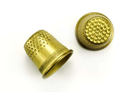 Thimble for sewing on a white backgroundの写真素材