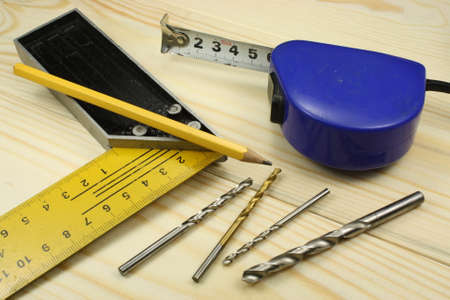 Measuring tools roulette, ruler and square