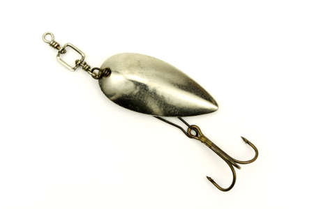 Fishing tools on a white backgroundの写真素材