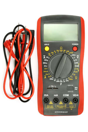 Digital multimeter with probe isolated on the white background