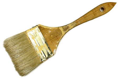 Old paint brush isolated on the white backgroundの写真素材