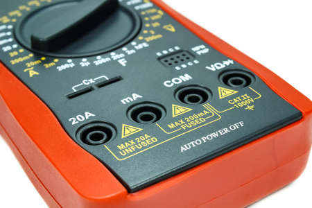 Case digital multimeter closeup on white backgroundの写真素材