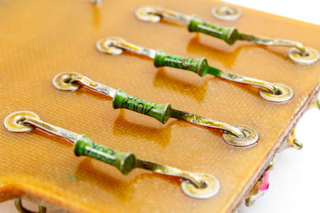 Fragment of the circuit board with mounted resistorsの写真素材
