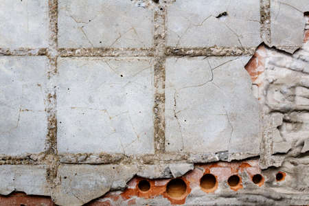 Reverse side of an old ceramic tile with adhesive. Abstract backgroundの写真素材