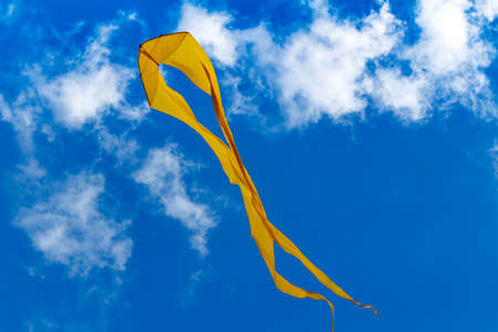 Flying kite on a blue sky background