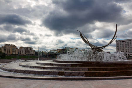 MOSCOW, RUSSIA - September 16, 2017 - Abduction of Europe Fountain on Europe Square in Moscowのeditorial素材