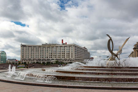 MOSCOW, RUSSIA - September 16, 2017 - Abduction of Europe Fountain on Europe Square in Moscowのeditorial素材