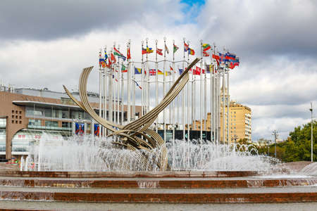 MOSCOW, RUSSIA - September 16, 2017 - Abduction of Europe Fountain on Europe Square in Moscowのeditorial素材